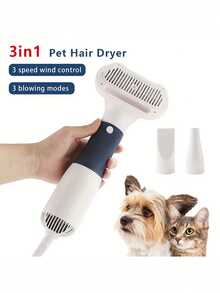 三合一宠物吹风机和梳子，适用于猫狗——便携式、静音、温度可调、过热保护 - 查看 2