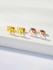 S925 Sterling Silver Custom Double - Letter Stud Earrings - Personalized Jewelry Gift For Girlfriends, Boyfriends, Best Friends, And Self - Ideal For Birthday, Anniversary, Graduation, Daily Style, Date Nights, And Meaningful Milestones - Multicolor - View 4