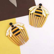 1 Stück universelles Schmuckzubehör, Cartoon, süße Bienen Haarkamm, Haarspange, Metall Emaille Abzeichen, süßer Mädchen zweidimensionaler Haarschmuck Brosche, Schmucknadel, Cosplay Kostüm Dekoration, Valentinstag Paar Geschenk