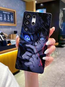 1 件创意动漫男孩彩绘图案黑色哑光 TPU 材质醒目手机壳，防震保护套，送给男朋友/女朋友的礼物，兼容 、OPPO、Vivo 和其他安卓手机，防水防摔防刮