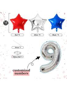 بالونات أرقام مخصصة بقياس 32 بوصة باللون الأسود والذهبي والفضي، أرقام لعيد الميلاد الخاص بك، كما وبالونات بأشكال نجمية بقياس 18 بوصة باللونين الأسود والفضي، الأسود والذهبي، الأحمر والأزرق والأبيض، مناسبة ل- عيد الميلاد وحفلات الاستحمام وعيد الزواج والسنة الجديدة والتخرج وحفلات التزيين