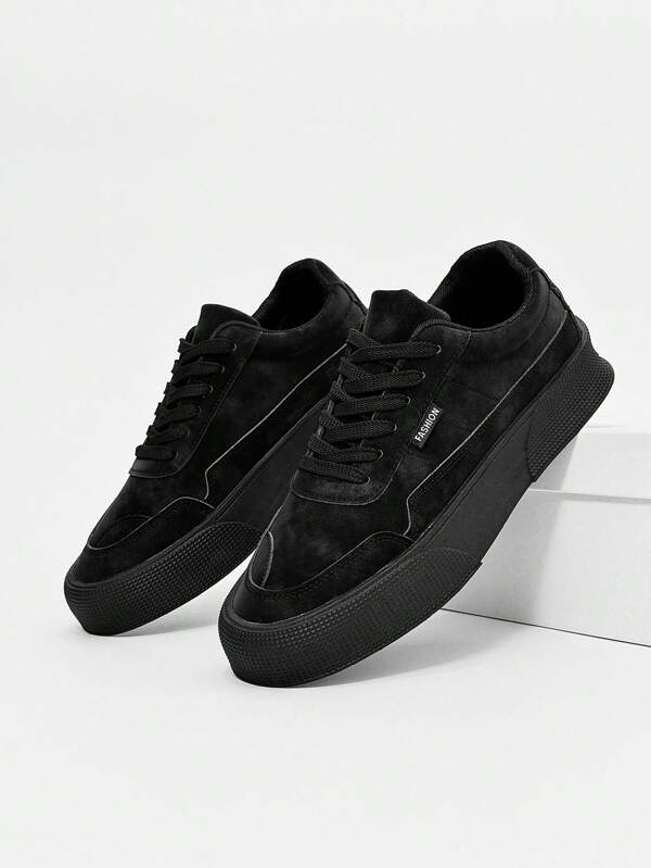 Thick Sole Round Toe Breathable Lace-Up Casual Student Skateboard Shoes, Non-Slip Work Shoes For Men, Spring & Autumn