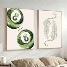 2 Stücke/Set ungerahmte grüne Gepard Glückszahl 8 Billard Y2K Preppy Kunstplakate ästhetische kleine Raumdekoration bunte Leinwanddrucke minimalistische Wandkunst für Studentenwohnheime, Studentenappartements, Wohnzimmer, Schlafzimmer, moderne Wohndekoration, Poster, Wandkunst, Raumdekoration, Herbst, Halloween, modern, Zitate (optionaler Rahmen)