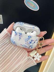 Blue Ombre Floral Design Protective Case, Compatible With Apple , Anti-Scratch And Drop Protection - Clear - View 4