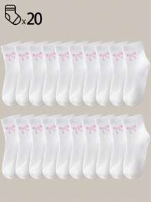 40 件/20 件/10 件男童女童儿童袜子套装 - 糖果色条纹纯色蝴蝶结/心形/涂鸦设计，柔软透气，男女通用婴儿幼儿青少年踝袜/中筒袜，适合学校运动日常穿着，青少年学生短袜/中筒袜，4 季黑白灰多色混合，儿童袜子，娃娃裙，猎豹印花，粉色袜子 - 彩色 - 查看 99