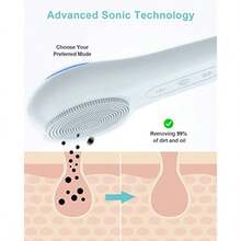 EZBASICS Facial Cleansing Brush Face Scrubber Waterproof Face Scrub Brush For Men And Women Rechargeable Face Brushes For Facial Electric Silicone Face Scrubber Cleanser Brush 1 Pack+3 Modes Light Grey - 淺灰色 - 查看 2