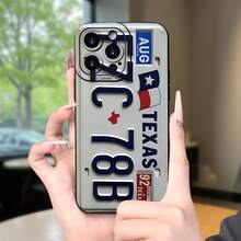 1pc Phone Case: Creative License Plate Design,  And Popular, Matte Texture, Anti-Drop Phone Case For IPhone 16E/16/16PRO/16PLUS/16PROMAX/15/15PLUS/15PRO/15PROMAX/14/14PLUS/14PRO/14PROMAX/13/13/13PRO/13PROMAX/12/12/11/Plus/Pro/Max/7/8/SE/XS/XS Valentines Gifts Phone Cases - 黑色 - 查看 8