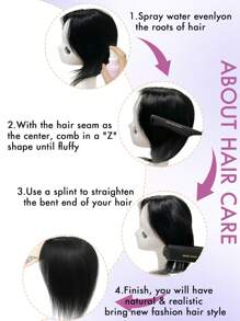 7x11厘米女士真人发夹式侧刘海直发接发片，优雅款式，多种颜色可选，增加稀疏头发的蓬松度和长度，夹式固定，逼真头皮效果