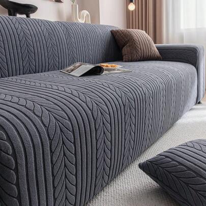 1件装弹力沙发套，树叶图案 - 可机洗，防滑沙发保护套，适用于客厅单人至四人沙发，白色纹理面料，四季皆宜，客厅必备 | 简约沙发套 | 贴合式沙发套