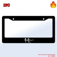 1pc Black 2-Hole License Plate Frame With Characters Pattern, Aluminum Material, 6x12 Inches, Includes Screw Set, Retro Novelty Car Decoration, Fits Standard US License Plate Size - 12x6 inch - Xem 8