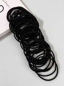 100pcs Girls' Black High Elasticity Hair Ties, Suitable For Daily Life Or Commuting To Work - Black - View 4