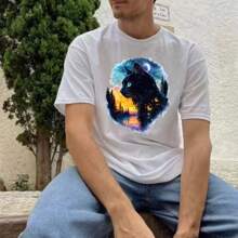 1/2/3 Peças Adesivos de Transferência de Calor de Gato Sob o Céu Estrelado - Adesivos Laváveis, Adequados para Camisetas, Almofadas e Roupas - Aplicação Fácil de Prensagem a Quente, Remendos Decorativos DIY, Enfeites de Almofada