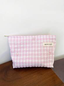 Draagbare make-uptas | Cosmeticatas | Reistas | Grote cosmetische make-uptas met strip voor meisjes | Leuke opbergtas | Cadeaus voor tienermeisjes | Zomerse make-uptas voor vrouwen | Cosmetische tas in Franse stijl | Vintage make-up organizer | Reistoilettas voor make-upkwasten, huidverzorging en gelnagellak - Perfect cadeau voor meisjes, vriendinnen, verjaardagen, bruiloften, feesten en Moederdag, Make-upbenodigdheden, Make-uptools, Opbergtas | Reisbenodigdheden
