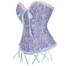 1 件女式系带腰上衣，优雅修身紧身衬衫，背部可调节，适合万圣节 - 藍色 - 查看 2