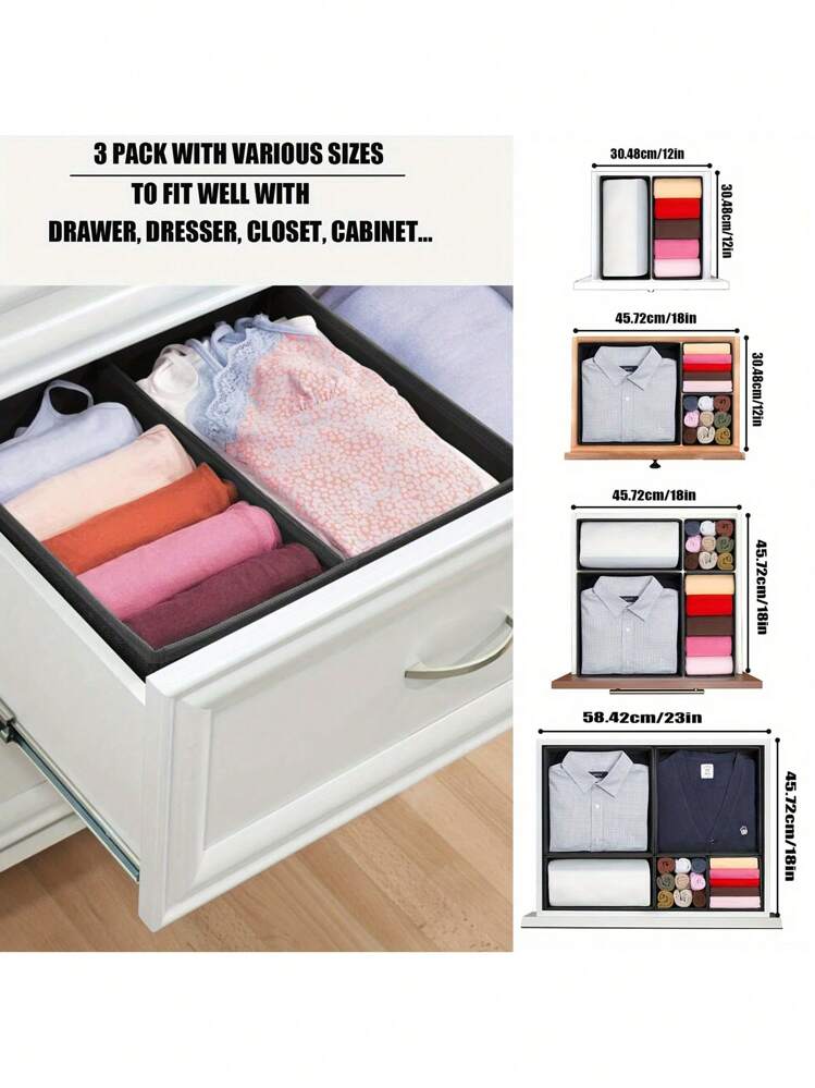 1/6 Piezas de Cajas de almacenamiento de tela plegables, organizadores de cajones de armario, contenedores para ropa, ropa interior, sostenes, calcetines, prendas íntimas - Multicolor - Añade 5