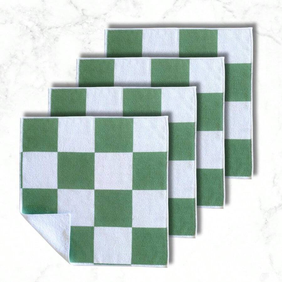 Cloak SAGE 13 X 13 Luxury Microfiber Cleaning Cloths Sage 4 Pack Premium Checkered AllPurpose Microfiber Towels For Cleaning Glass Kitchens Bathrooms Automotive Plies 4 Sage - Sage - View 1