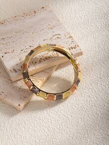 1 件时尚波西米亚风格锌合金和树脂彩色弹性手镯，适合女士 - 滴油款 - 查看 2