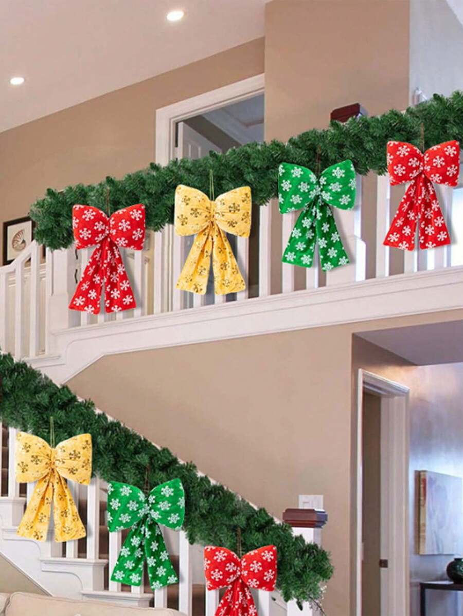 1pc Shining Christmas Embroidered Snowflakes Bow Hanging Ornaments,Colorful Bow With Sequins Design,Green/Red/Golden Color For Choose,Suitable For Shopping Malls, Hotels, Wedding Scene Decoration,Christmas Decor, Home Decor, Christmas Tree Decor,Indoor /Outdoor Decor,Garden Decor,Living Room Decor, Parties Decor, Bow Decor,Bow Party Decor,Christmas Decor Home,Christmas Ornaments For Tree,Patio Decor Christmas Decorations Winter