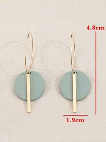 1 对波西米亚简约几何圆形和条形合金环状耳环，时尚多色合金耳环 - 彩色 - 查看 3