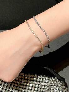 925 纯银 18K 白金镀奢华方晶锆石手链，婚礼和订婚必备 - 滿鑽 - 查看 6