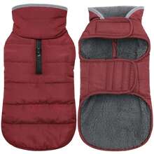 Metglad 中大型犬冬季外套，带羊毛衬里的保暖背心 - 宠物服装，寒冷天气狗狗雪地夹克，防风冬季大衣 - 紅色 - 查看 24