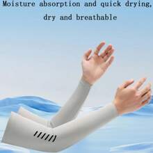 1 双冰丝防紫外线臂套，运动骑行户外防晒袖套，夏季驾驶保暖臂套，送给男友、父亲的礼物，白色手套臂套，秋季服装，万圣节服装，黑色臂套，男士礼物 - 彩色 - 查看 2