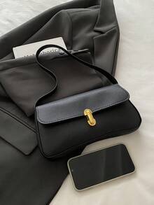 女士亮面漆皮单肩包，适合购物、约会、聚会，2025年新款金属旋锁翻盖斜挎包