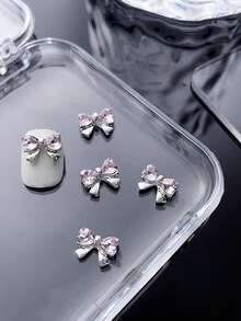 25/50/10 Stück Legierungs-Silber Schmetterling Biene Herz Schleife Nagel Dekoration mit glitzernden rosa Strass-Sternflügeln und geometrischem Muster, 3D exquisite DIY Nagelschmucksteine für Acryl-Nägel, Handyhüllen, Schuhe, Kleidung, Taschen und Bastelarbeiten - Verschiedenfarbig - Übersicht 19