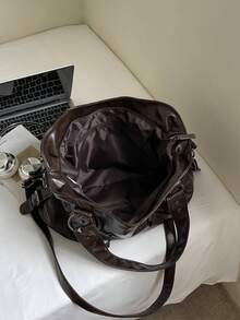 Vintage Simple Large Capacity Fashion Student/Office Commuting Tote Bag - Coffee - View 5