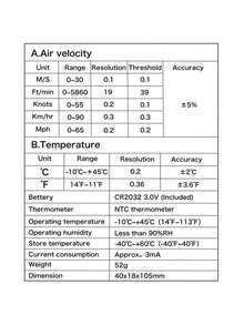 Anemômetro Digital Portátil 0-30m/s – Medidor de Velocidade do Vento e Temperatura Com Visor LCD Retroiluminado / Para Climatologia/ Náutica/ Drones e Esportes ao Ar Livre (-10°C a 45°C) - Amarelo - Visão 8