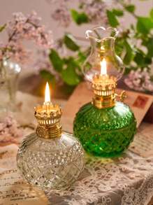 1个复古大型油灯，玻璃煤油灯，古董油灯，室内应急照明防风灯（不含液体），复古家居装饰花园装饰灯罩，圣诞礼物；万圣节礼物，返校礼物，教师节礼物 - 彩色 - 查看 9