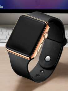 6pcs Set Minimalist Fashion LED Digital Electronic Watch & Rhinestone Jewelry Set, Suitable For Teenagers, Middle & High School Students, Back To School Essential Includes Necklace, Bracelet, Earrings And Ring