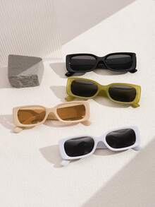 1/2/3 pares de gafas de sol rectangulares pequeñas de moda para mujer, adecuadas para uso diario, versátiles y elegantes, ideales para salidas familiares, viajes, vacaciones en la playa, actividades al aire libre, etc. - Multicolor - Ver 9