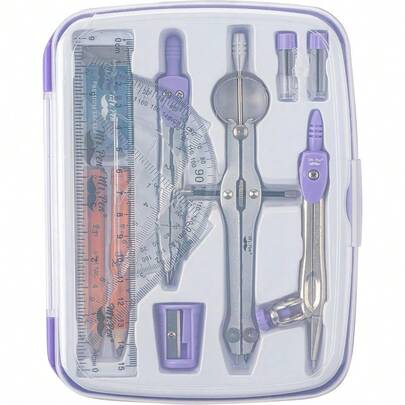 Local Shipping  - 13 Pcs, Geometry Set,  Compass For Geometry Compass, Geometry Kit Set With Shatterproof Storage Box, Math Compass, Compass Math, Geometry Set For School, Protractor And Compass Set