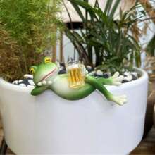 Estatua en miniatura de rana para decoración de macetas, accesorios lindos para macetas, estatua de rana de resina para decoración de jardín de hadas, decoraciones de plantas estéticas para amantes de patios, acuarios, televisores, decoraciones de césped, entusiastas de la decoración del hogar, decoración de Halloween y decoración navideña