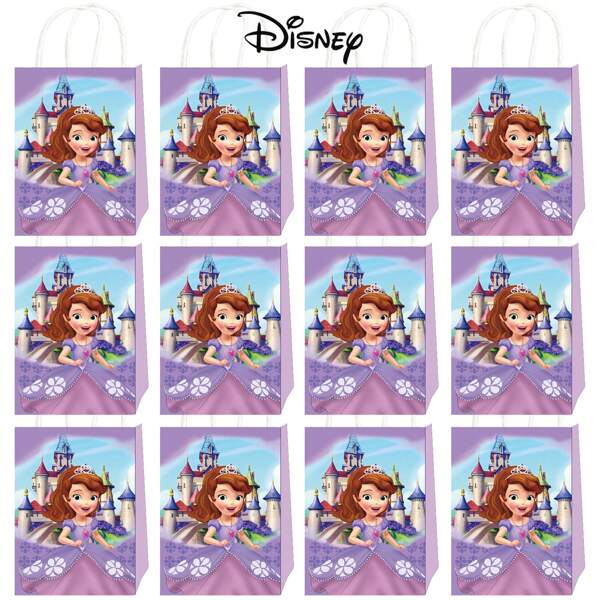Disney 6/12/20pcs Disney Princess Sofia Gift Bags, Party Decoration Gift Bags, Theme Party, Birthday Celebration Party Decor Bags, Self-Carrying Handle, Suitable For Gift Storage