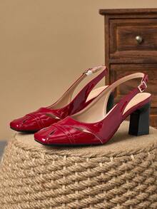 1 双女士优雅包头高跟鞋，时尚搭扣闭合 7 厘米粗跟鞋，适合婚礼、派对、日常穿着