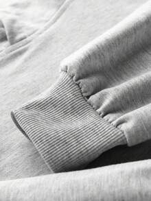 少女休闲长袖卫衣，字母印花，返校季 - 灰色 - 查看 6