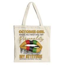 October Girl  Personality Reflects Identity, Attitude Varies By Who You Are Canvas Tote Shoulder Bag - Màu be - Xem 1