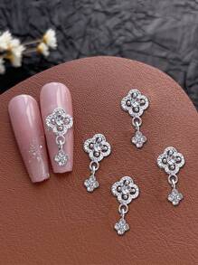 10pcs 3D Gold Silver Hollow Flower Pendant Nail Art Decoration Japanese Korean Style Alloy Flowers Nail Charms Exquisite Luxury Y2K Metal Nail Accessories Shiny White Pink Rhinestone Pearl Nail Gems DIY Suitable For Acrylic Press Nails Phone Case Shoes Clothes Bags Nail Supplies