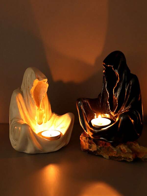 Halloween Ghost Wizard Candlestick Resin Candlestick Small Ornaments Ghost Festival Halloween Party Atmosphere Decorations