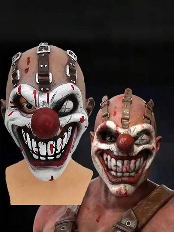 Terror One-Eyed Halloween Knight Killer Demon Zombie Mask, Red-Nosed Clown Mask, Full Head Latex Clown Mask For Halloween, Role-Playing Costume, Stage Performance Accessories, Holiday Party Outfit, Masquerade Ball Costume Props, Suitable For Halloween Parties, Carnivals, Birthdays, And Other Occasions, The Perfect Holiday Gift For Family And Friends.