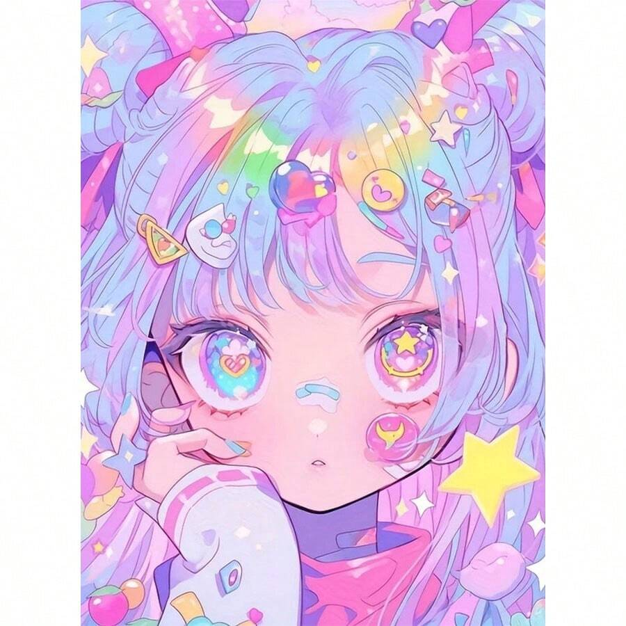 طقم لوحة الماس 5D DIY - رسم أنمي لفتاة، فسيفساء تطريز عرضي بخرز على لوح أكريليك بدون إطار، 11.8 بوصة x 15.7 بوصة، هدية ديكور منزلي مثالية، مناسبة للبالغين والمبتدئين