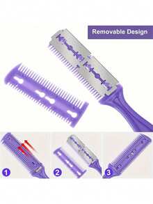 1pc + Blade 2-Sided Shaver Comb, Hair Thinning Comb With Blade, Dual-Sided Hairdressing Comb With Trimmer Blade, Home Hair Thinning Shaver, Fringe Trimmer With Blade, Shaver Comb With Blade, Multi-Functional Hair Clipper - Multicolor - View 5
