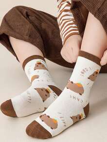 5 双可爱水豚儿童袜子 | 可爱水豚中筒袜，适合男孩女孩 | 适合所有四季 | 婴儿洗礼装饰 | 学校袜子 | 儿童旅行必需品 | 开学第一天 | 万圣节装饰感恩节圣诞节圣诞节礼物 - 彩色 - 查看 7