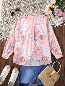 马卡龙色亚麻碎花衬衫，百搭宽松轻薄女式衬衫上衣