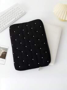 1 Stück neue bestickter Polka-Punkt Laptoptasche, Tablettasche, Innentasche und neue Notebookspeicher Innentasche. Sie zeichnet sich durch einen modischen, schlichten und frischen Stil mit einem bestickten Polka-Punkt-Design aus, was sie zu einer ausgezeichneten Wahl für Tablet-Nutzer macht. Laptoptasche für Frauen MacBook Hülle College-Essentials Schulanfang Laptophülle