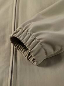 Men's Casual Solid Color Long Sleeve Jacket, Minimalist Style Versatile Jacket, Spring/Autumn - Khaki - View 4