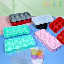 1pc Silicone Ice Ball Maker Mold, 8 Cavity Round Ice Ball Tray With Lid, Homemade Silicone Ice Cube Trays - Multicolor - View 7