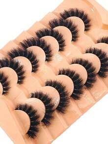 New 2Boxes/14Pairs Natural Thick Fluffy Volume False Eyelashes Dramatic Messy Mink Lashes Wispy Long 8D Volume Lasting Wispy False Eyelash Strips Foxy Eye Lifting Look Extension Full Eyelash Strip To Lengthen And Volumize The Outer Corner Of Your Eye - 黑色 - 查看 3